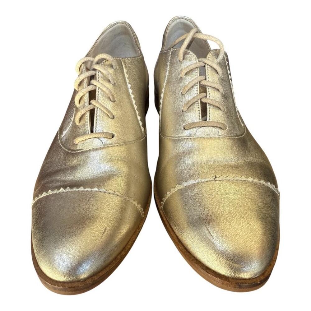 Cole Haan Arden Gold Leather Cap Toe Oxford Women size 6.5 - Picture 2 of 7